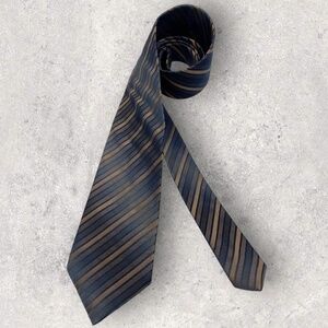 CERRUTI 1881 Brown/Navy Striped Silk LUXURY Tie FRANCE
